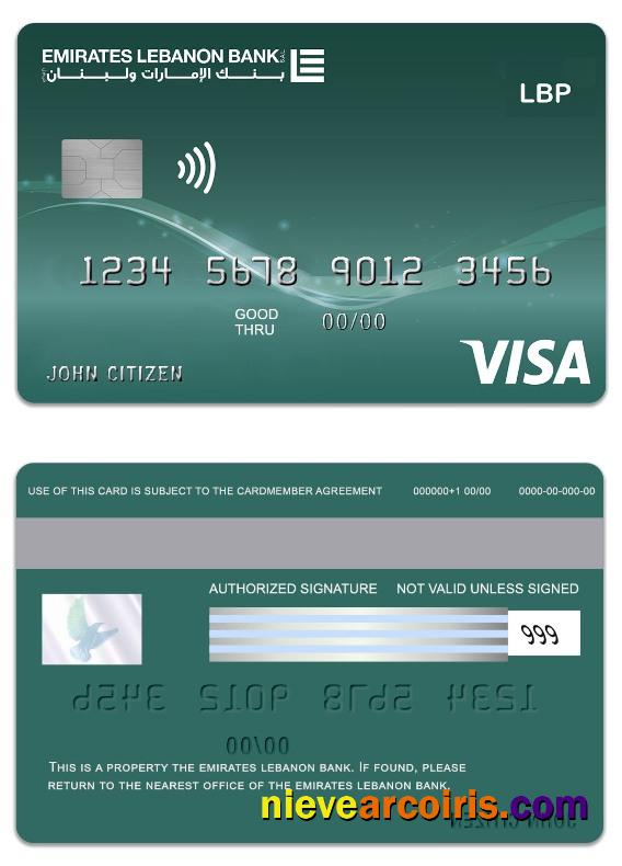 Lebanon Emirates Lebanon Bank visa classic debit card